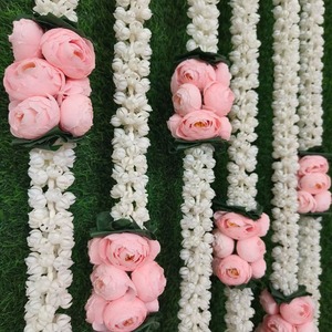 Guirlandes de fleurs artificielles de pivoine Mogra et de renoncules en plastique souple pour décoration murale, toile de fond pour mariage indien, Mandap, Mehndi - Product Image 3