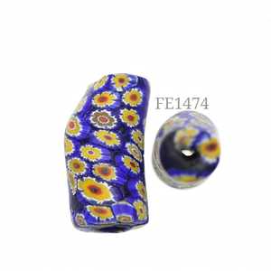 Perles en tube Millefiori Murano faites à la main en gros, forme cylindrique allongée, motif floral jaune, rouge, bleu, style vénitien, commerce africain - Product Image 4
