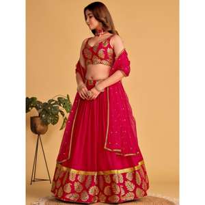 Maravillosas Lentejuelas Rosadas Georgette Lehenga Choli Con Dupatta - Product Image 3