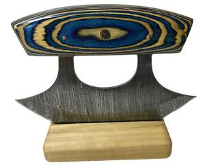 Couteau Ulu artisanal à lame en carbone avec manche en corne de cerf – Couteau de chef premium à lame oscillante pour l'extérieur - Product Image 3