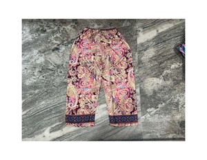 Pantalon palazzo en soie bohème fait main : pantalon à jambes larges à imprimé floral - Product Image 1