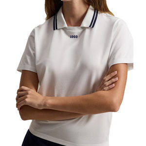 Polo personnalisé pour femme avec col superposé, logo sur mesure, en coton premium, décontracté, pour l'été, uniforme de golf - Product Image 5