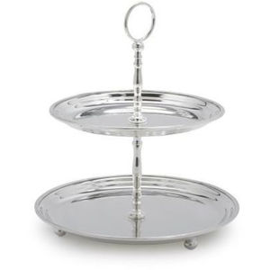 Élégant support à gâteau rond à 2 niveaux en métal doré, plateau de service de luxe en aluminium poli avec poignée, présentoir à cupcakes pour mariage - Product Image 6