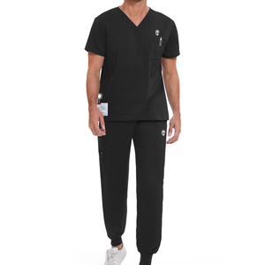 Top Seller Men Medical <b>Scrub</b> <b>Set</b> in Bulk Quantity V Neck Lightweight Breathable Knitted Hospital Uniform Customizable - Product Image 1