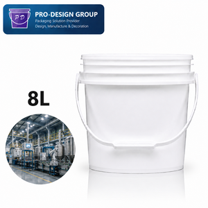 8L Plastic Bucket with Handle and Flat Lid for Industrial Use, Leak-Proof Round Container - Product Image 1