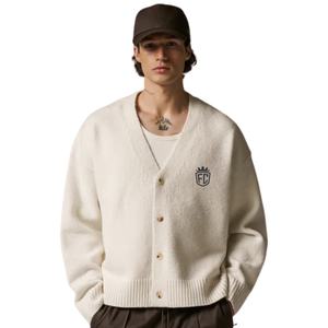 Cardigan en tricot neutre pour homme avec broderie, col en V boutonné, doux, tricot d'hiver, haut décontracté et tendance - Product Image 6