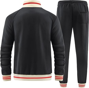 Ensemble de survêtement unisexe vert à manches longues, col montant, fermeture éclair, design rayé, respirant, style sportif, pour l'automne, taille adulte - Product Image 6