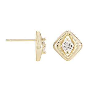 Pendientes de Perlas Geométricas de Oro Sólido de 14K con Diamante Cultivado en Laboratorio de 0.35ct, Certificado IGI, Modernos y Minimalistas para Mujer, para Bodas y Fiestas - Product Image 5