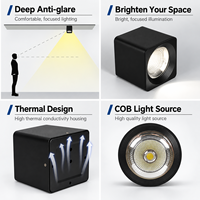 Spot LED Carré COB Anti-éblouissement Dimmable 12W Noir & Blanc Aluminium IP20