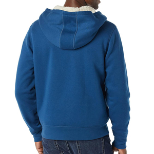 Sudadera con Capucha Azul para Hombre, Cierre de Cremallera, Felpa, Corte Regular, Color Sólido, con Bolsillos Delanteros y Forro Sherpa - Product Image 5