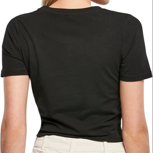 Camiseta Corta de Algodón y Elastano de Alta Calidad para Mujer, Cuello Casual, Corte Ajustado, Diseño Personalizado con Estampado, Parches Bordados de Verano, Talla XL - Product Image 5