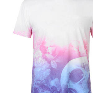 Premium <b>Men's</b> Short Sleeve O-Neck <b>T</b>-<b>Shirt</b> White Pink <b>Purple</b> Gradient Skull Print Graphic Tee - Product Image 4