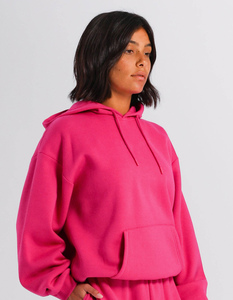 <b>Pink</b> Unisex Long Hooded Sweatshirt Oversized Fleece Casual Pocket <b>Hoodie</b> Winter Wear Solid Color 100% Cotton Eco-Friendly 300g - Product Image 4