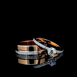 Anillo de Compromiso Solitario de Diamante Cultivado en Laboratorio, Corte Redondo, Oro Rosa de 14K, Menos de 2 Quilates, Lujoso para Mujer - Product Image 1