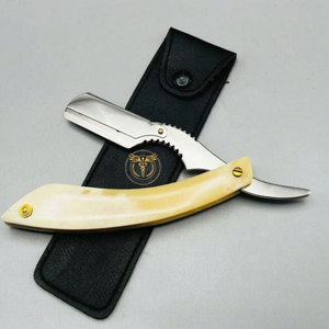 Professional Straight Cut Throat Shavette Razor Folding <b>Knife</b> with Natural <b>Bone</b> <b>Handle</b> Vintage Barber Shaving Tool Men Grooming - Product Image 2