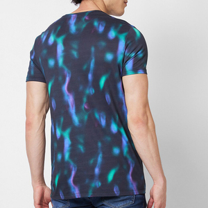 Camiseta de Manga Corta con Cuello Redondo y Estampado Tie-Dye para Hombre, Corte Ajustado, Estilo Casual, Material Transpirable de Poliéster - Product Image 5