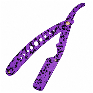 Navaja de Afeitar Plegable de Acero Inoxidable con Mango de Camuflaje Morado, Cuchilla Única, Duradera y Ligera, Herramienta de Afeitado para Barbería, MOQ Bajo, OEM/ODM - Product Image 2