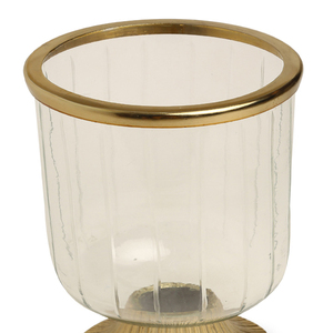 Porte-bougies en verre et aluminium dorés pour mariage, dîner, décoration de Noël - Product Image 3