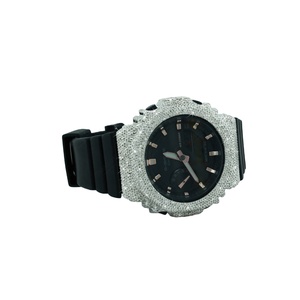 Nuevo Reloj de Diamantes de Moda con Correa de Goma Semi-Adornada, Pieza de Arte Atemporal con Caja Redonda para Fiestas - Product Image 2