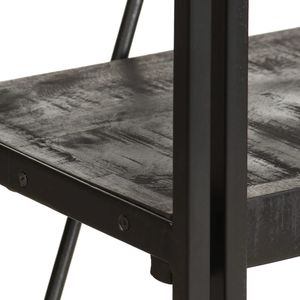 Librería Mediana Negra de Madera de Mango Maciza con Acabado Rústico de Acero con Recubrimiento en Polvo - Product Image 4