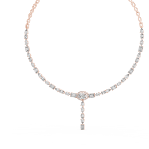 Collier Pendentif Luxe en Or Rose 18 carats Plaqué Rhodium avec Diamants Ovales Halo et Tailles Mixtes 14,2 carats pour Fêtes, Mariages, Événements Glamour et Cadeaux - Product Image 2