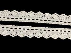 Tela de encaje festoneado de algodón 100% de primera calidad, ecológica, de secado rápido, transpirable y ligera, color blanco. - Product Image 3