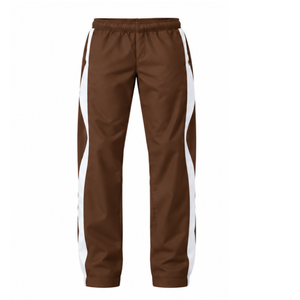 Conjunto Deportivo de Dos Piezas con Capucha en Color Marrón Chocolate y Blanco, Chaqueta con Cierre Completo y Pantalones Rectos, Ropa Deportiva Personalizada para Entrenamiento - Product Image 5