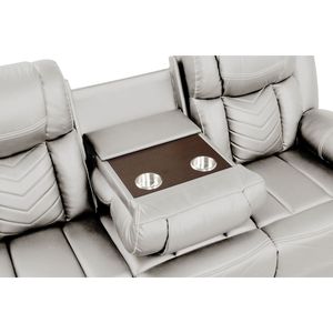 Divano Reclinabile Elettrico Moderno Contemporaneo Canger con LED, Beige, con Struttura in Legno e Metallo, Include Portabicchieri - Product Image 3