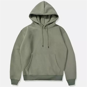 Sweat-shirt à capuche pour homme, surdimensionné, doublé de polaire, décontracté, pull d'hiver avec poche, manches régulières, tricoté, couleur unie - Product Image 2