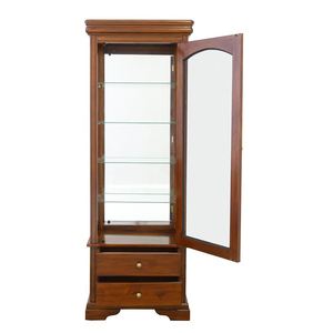 Solid Mahogany Traditional <b>Display</b> <b>Cabinet</b> with Raised Panel Glass Door Two Drawers Bottom Shelf-Living Room Home Furniture - Product Image 4