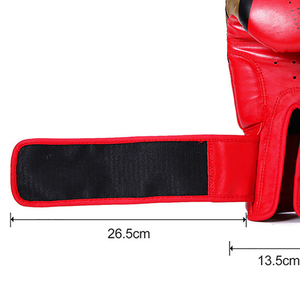 Gants de boxe rouge or en PU avec fermeture Velcro, respirants, pour adultes - Product Image 2