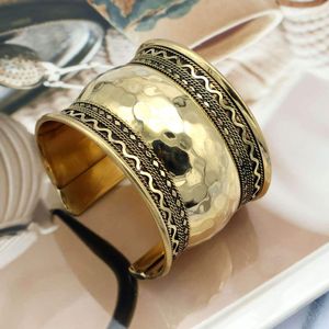 Trendy Hammered Brass Cuff Chunky <b>Stack</b> Bangle Wedding Party Festive Adjustable Chic Antique Finished Statement Jewelry <b>Bracelet</b> - Product Image 4