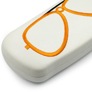 Étui à lunettes tendance avec motif brodé orange, étuis à lunettes de soleil semi-rigides rectangulaires - Product Image 5