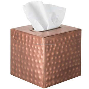 Caja de exhibición y almacenamiento de servilletas de cocina en línea, caja de pañuelos de hojalata de metal con cubierta de cobre de alta calidad reutilizable y dispensario a la venta - Product Image 2