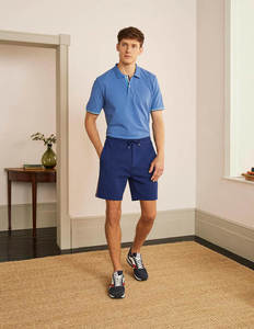 Shorts Bermuda en Coton Oxford Bleu Uni pour Homme, Fermeture à Cordon, Style Décontracté, Respirant, Taille Mi-Haute, Tissu Tissé - Product Image 1