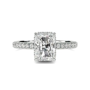 Lab Grown Radiant Hidden Halo Vintage Engagement Anniversary Shoulder <b>Set</b> <b>Ring</b> 0.65 Ct in 18K Yellow White Rose <b>Gold</b> Platinum - Product Image 3