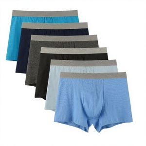 <b>Custom</b> Logo Men's Cotton <b>Boxer</b> Briefs Solid Color Mid-Rise Breathable 6-Pack Waistband Printing - Product Image 2