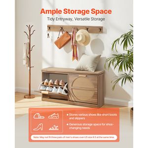 Modern 38.9 X 9.4 X 19.7 Inch Rattan-Like Entryway Shoe Bench with Flip Drawers 440lbs Shoe <b>Storage</b> Rack and 4 <b>Cushions</b> - Product Image 2