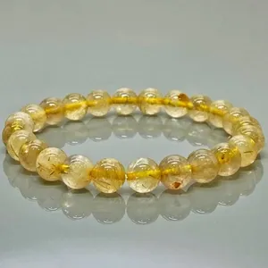 Natural Golden Rutile Quartz 8mm Round Gemstone Beads for Jewelry Making <b>Bracelet</b> Necklace DIY Craft Supplies - Product Image 3