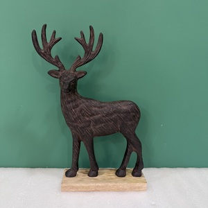 Modern Artistic Aluminum/Wood Deer Sculpture Handmade Animal <b>Figure</b> Tabletop Decor for Living Room <b>Christmas</b> Theme - Product Image 3