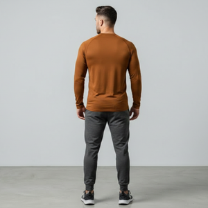 REXFIT SPORTS Camisetas Deportivas de Manga Larga para Hombre, de Alta Calidad, Color Sólido, Tejido de Punto Personalizado OEM, Ropa Casual al por Mayor - Product Image 5