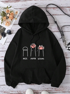 Sudadera con Capucha para Mujer, Nueva, de Calidad, con Diseño de Garra de Gato, Estilo Rock Paper Scissors, a la Moda, Transpirable, Cálida e Informal - Product Image 4