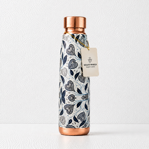 Botella de Agua de Cobre Premium, Diseño de Cobre Martillado Hecho a Mano con Acabado Pulido, Tapa de Rosca con Anillo de Transporte - Product Image 5