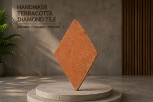 Natural Red Matte Finish Rustic Style Interior <b>Wall</b> Floor Tiles Non Slip Tile Handmade Diamond Shape Terracotta Clay Tile - Product Image 2