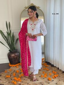 流行のデザイナーによるインド・パキスタン風ビスコース生地のサルワール・カミーズ、最新の限定レディースファンシー新作、パーティーや結婚式、カジュアルウェアに最適 - Product Image 6