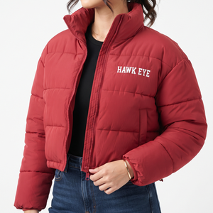 Manteau court matelassé pour femme, veste d'hiver rembourrée à manches longues, fermeture éclair sur le devant, ourlet ajustable, vêtement d'extérieur décontracté - Product Image 1