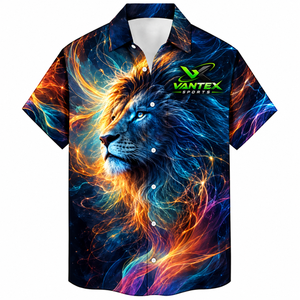 Camisa Hawaiana Casual para Hombre Vantex Sports, Manga Corta, Estampado Floral de Verano, Popelina Transpirable 100% Poliéster, Logotipo Frontal, para Vacaciones - Product Image 5