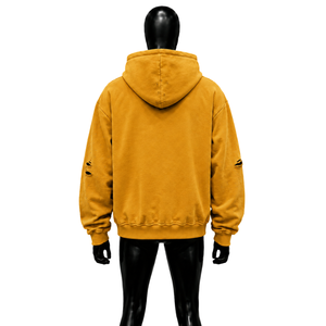 Sweat-shirt à capuche jaune zippé pour homme avec imprimé ange, coupe oversize décontractée, design imprimé par sublimation sur le devant - Product Image 2