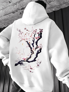 Sweat à capuche polaire homme grande taille streetwear gothique à épaules tombantes avec imprimé au dos, manches longues, haute qualité, faible MOQ - Product Image 1