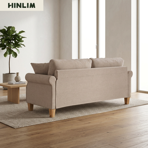 Sofá de 3 Plazas de Tela, Duradero, Estilo Clásico Moderno, Brazos Enrollados, Respaldo Acolchado, Patas de Madera, Sofá para Sala de Estar con Respaldo de Almohada, Nuhoom - Product Image 2